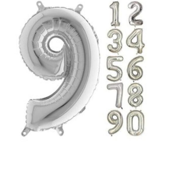 16 INC FOLYO BALON RAKAM GÜMÜŞ 9