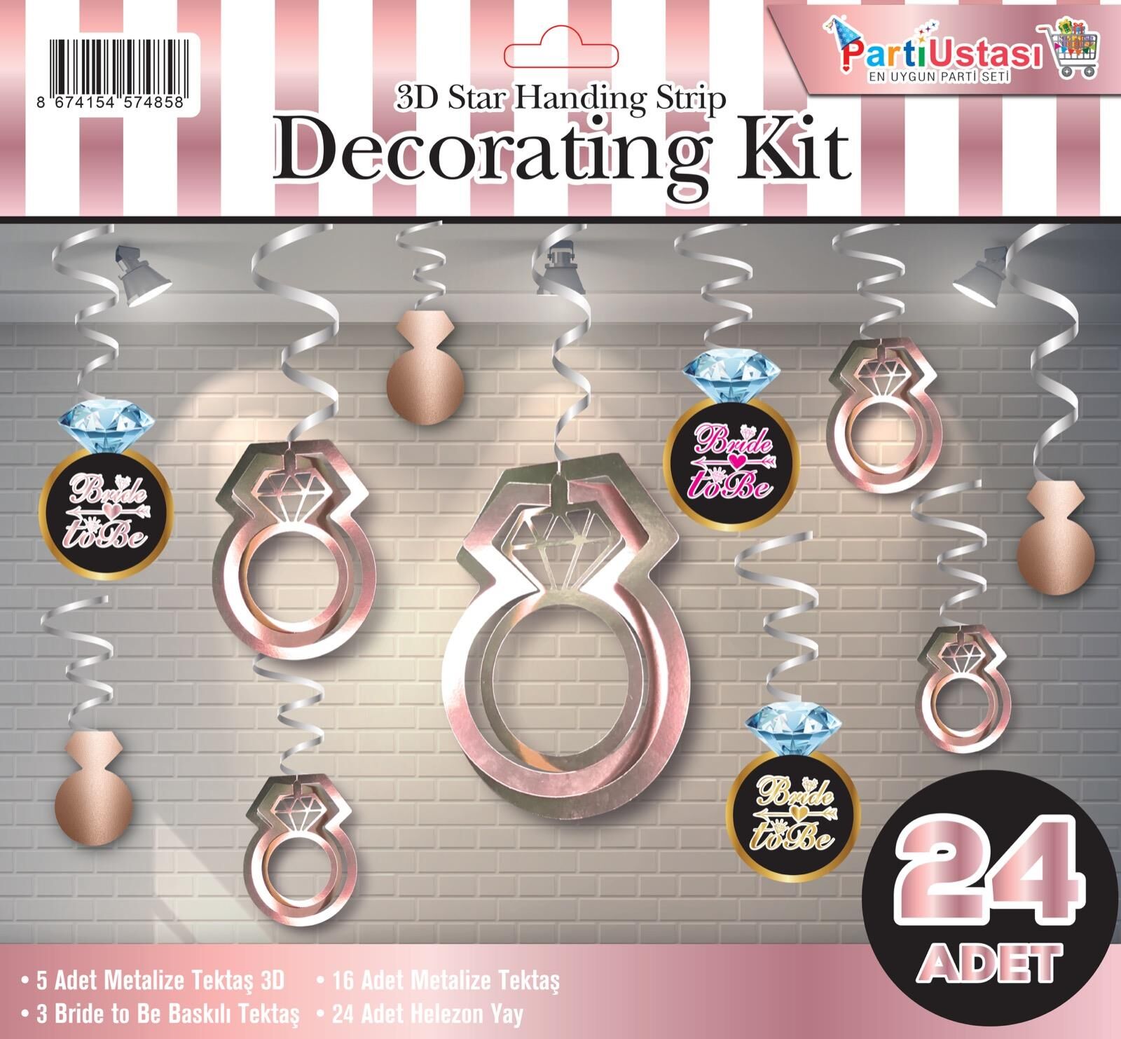 3D TAVAN SÜS 24 LÜ YÜZÜK ROSE GOLD 3D TAVAN SÜS 24 LÜ YÜZÜK ROSE GOLD - Görsel 1