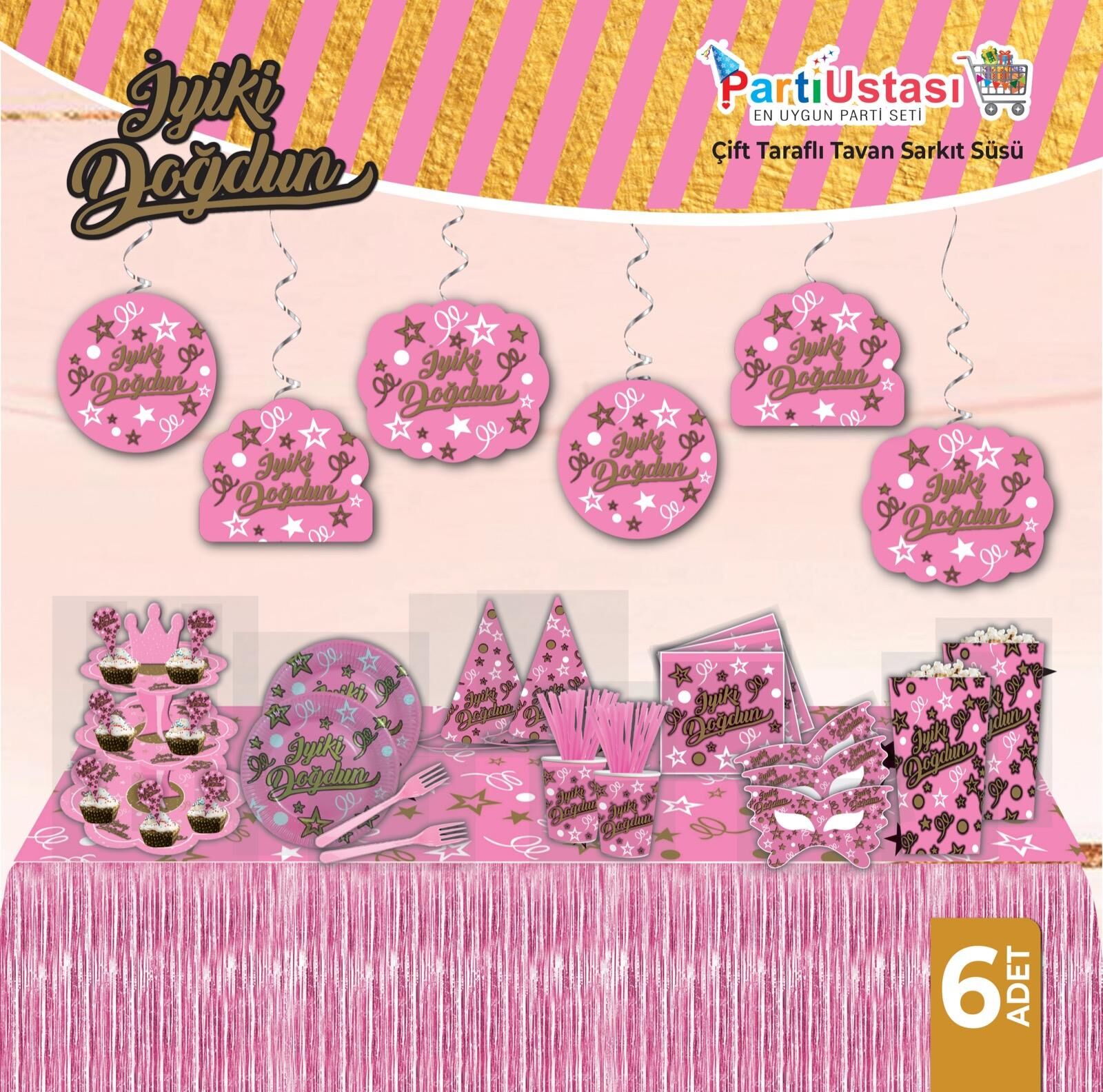 HELEZON İYİ Kİ DOĞDUN PEMBE 6 LI HELEZON İYİ Kİ DOĞDUN PEMBE 6 LI - Görsel 1