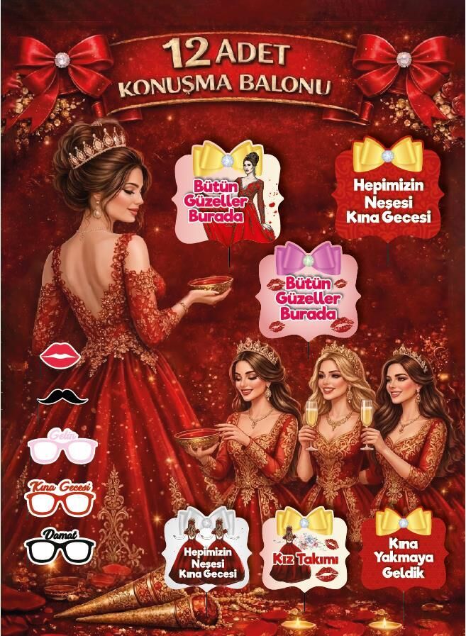 KONUŞMA BALONU SET 12 Lİ KINA YENİ KONUŞMA BALONU SET 12 Lİ KINA YENİ - Görsel 1