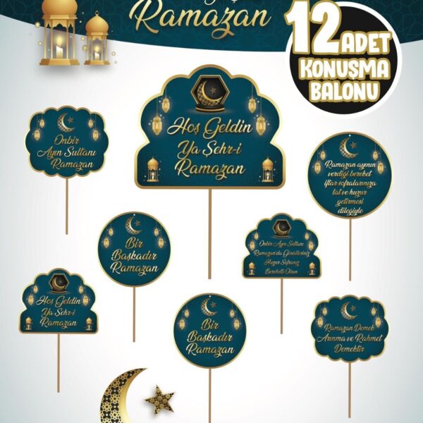 KONUŞMA BALONU SET 12 Lİ RAMAZAN YEŞİL