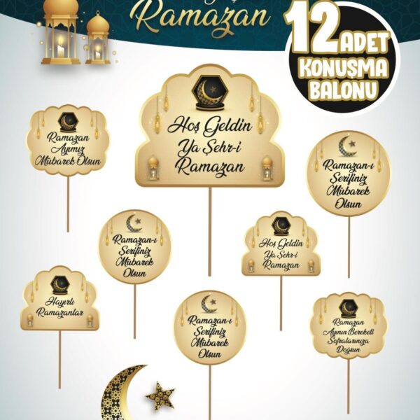 KONUŞMA BALONU SET 12 Lİ RAMAZAN GOLD
