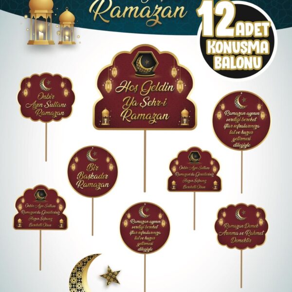 KONUŞMA BALONU SET 12 Lİ RAMAZAN KIRMIZI