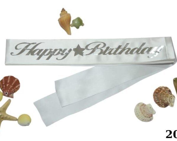 KUŞAK HAPPY BİRTDAY BEYAZ GÜMÜŞ