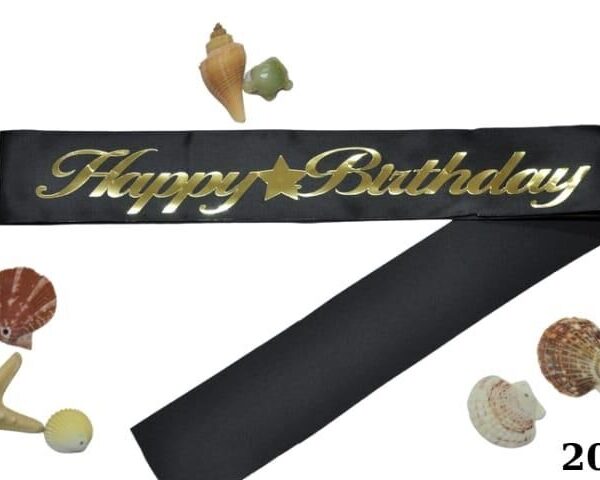 KUŞAK HAPPY BİRTDAY SİYAH ALTIN