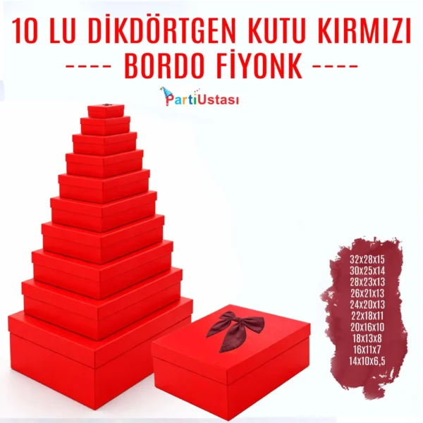 KUTU 10 LU DİKDÖRTGEN KIRMIZI