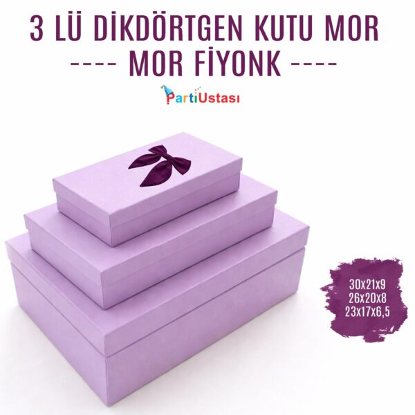 KUTU 3 LÜ DİKDÖRTGEN MOR