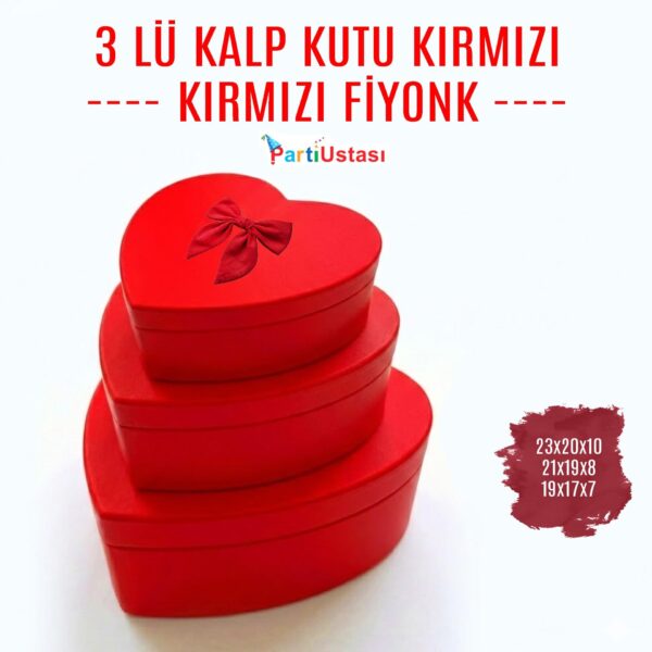 KUTU 3 LÜ KALP KIRMIZI