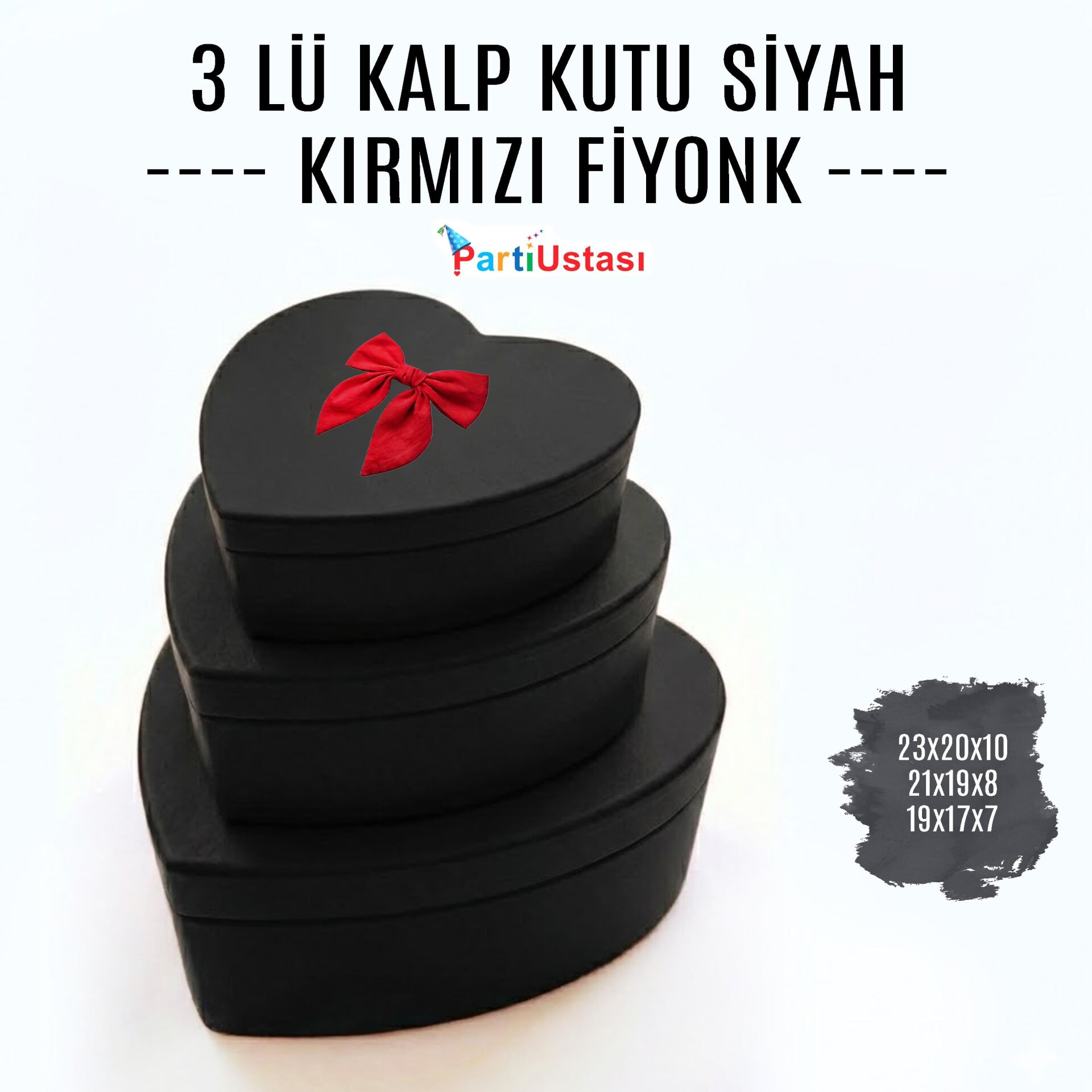 KUTU 3 LÜ KALP SİYAH KUTU 3 LÜ KALP SİYAH - Görsel 1
