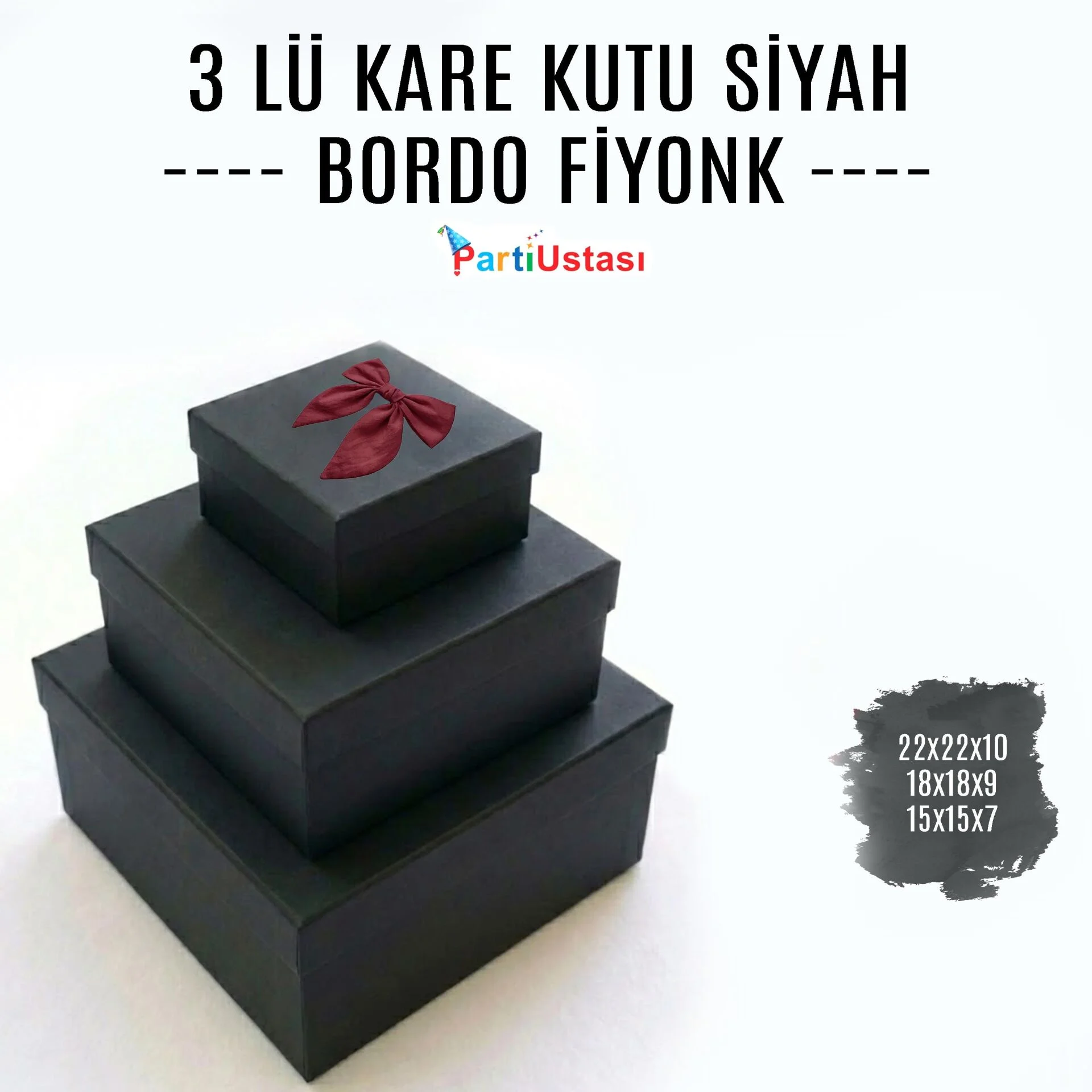 KUTU 3 LÜ KARE SİYAH KUTU 3 LÜ KARE SİYAH - Görsel 1