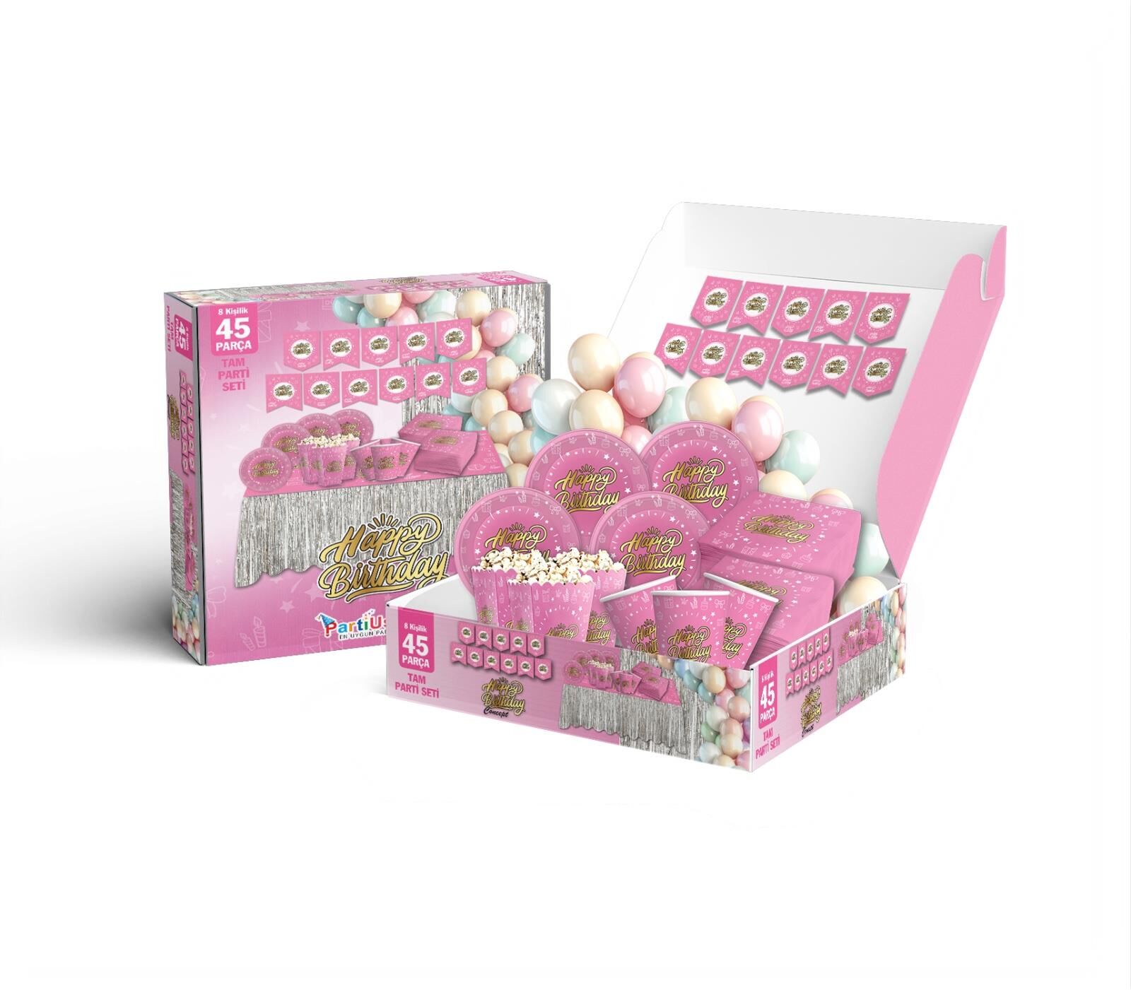 PARTİ SETİ 8 KİŞİLİK HAPPY PEMBE PARTİ SETİ 8 KİŞİLİK HAPPY PEMBE - Görsel 1