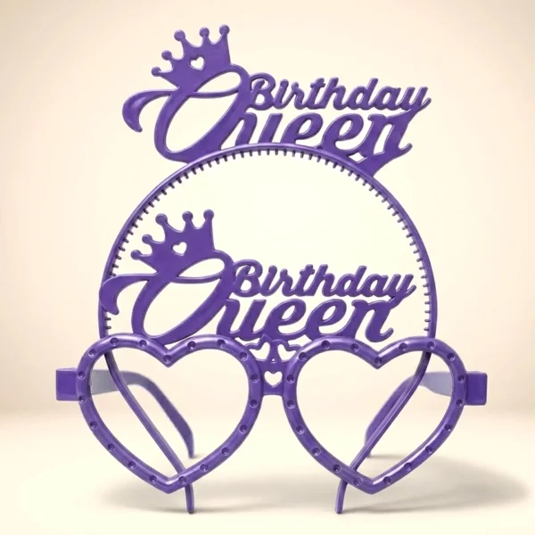 PLS RENKLİ GÖZLÜK TAÇ BİRTHDAY QUEEN MOR