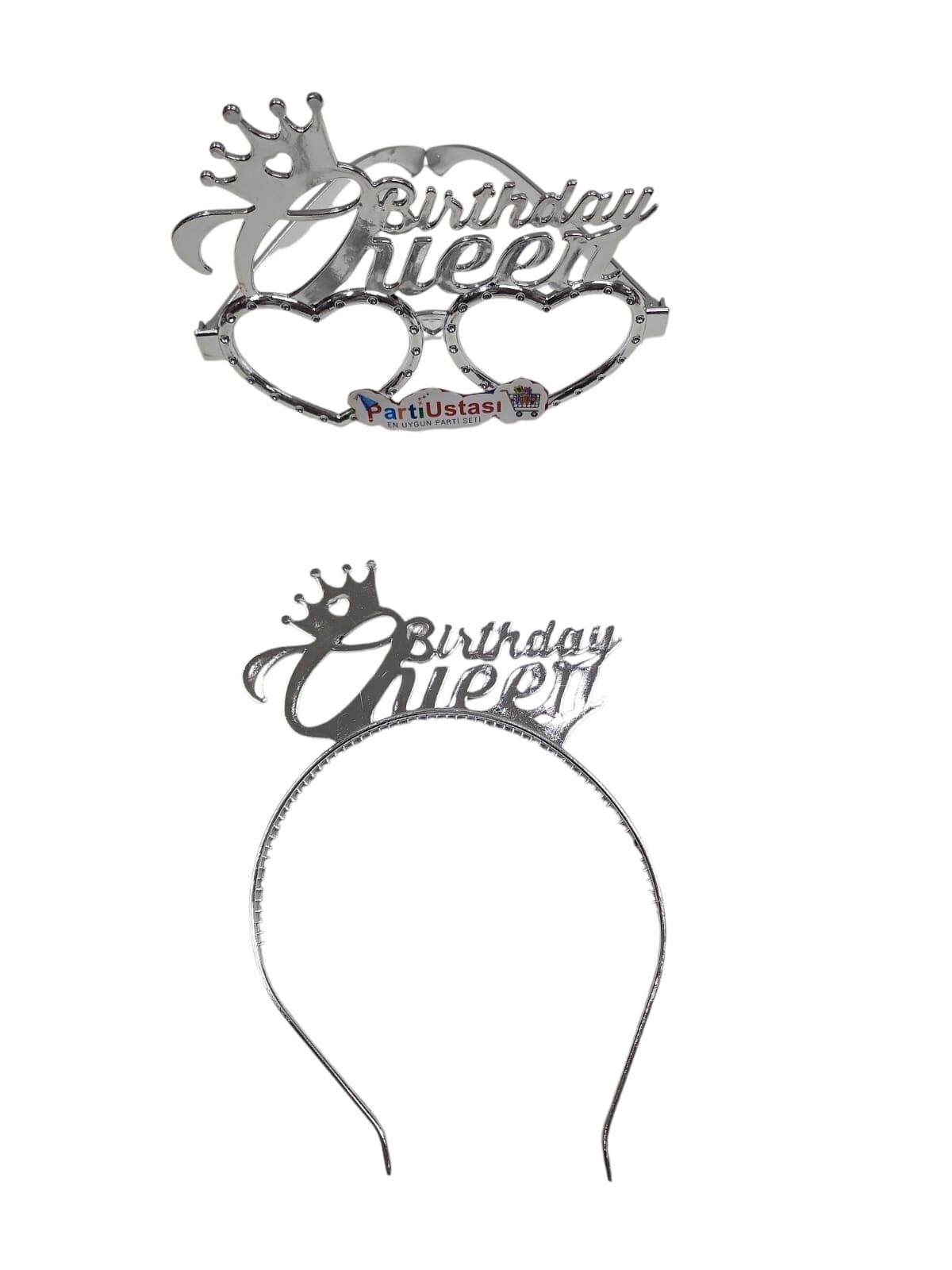 PLS SET TAÇ GÖZLÜK BİRTHDAY QUEEN GÜMÜŞ PLS SET TAÇ GÖZLÜK BİRTHDAY QUEEN GÜMÜŞ - Görsel 1