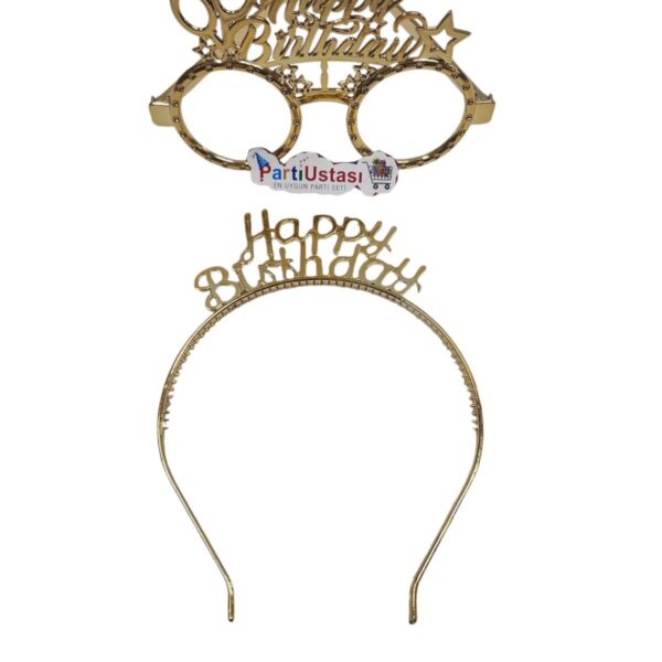 PLS SET TAÇ GÖZLÜK HAPPY BİRTHDAY ALTIN