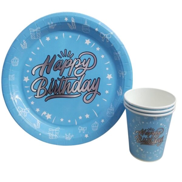 TABAK BARDAK HAPPY BİRİDAY MAVİ