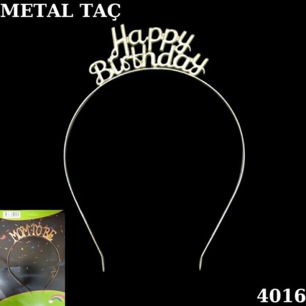 TAÇ METAL HAPPY BIRTHDAY ALTIN