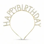 TAÇ TAŞLI METAL HAPPY BIRTHDAY GOLD YENİ