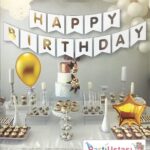 YAZI VARAKLI ZARF BANNER HAPPY BEYAZ GOLD