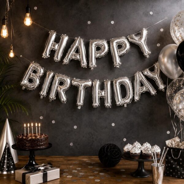 SET HAPPY BİRTDAY FOLYO BALON GÜMÜŞ
